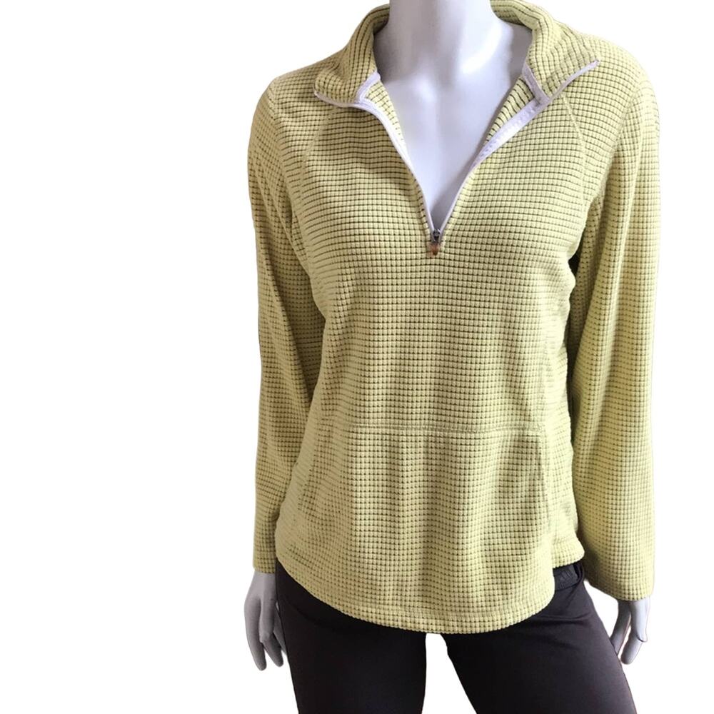 Tek Gear Textured Yellow 1/4 Zip Jacket with Pocket Women's Size L Large